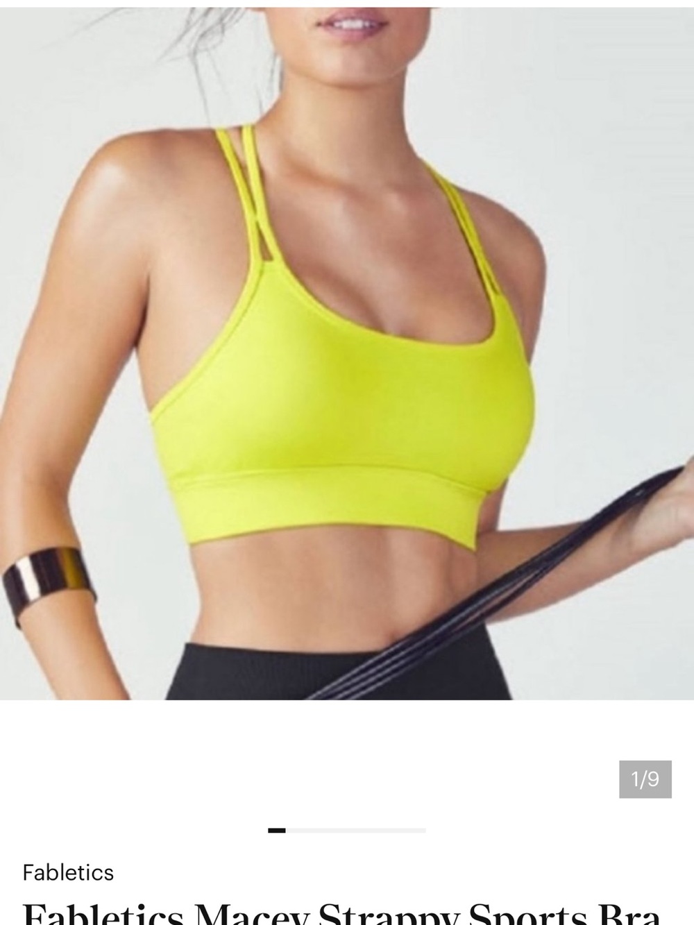 Fabletics Neon Yellow Strappy Sports Bra